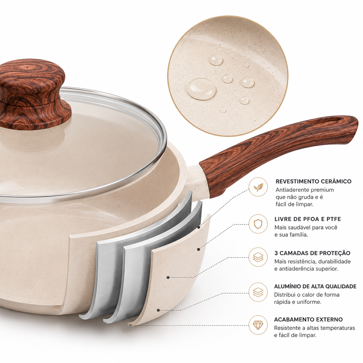 Jogo de 10 Panelas Granite Premium